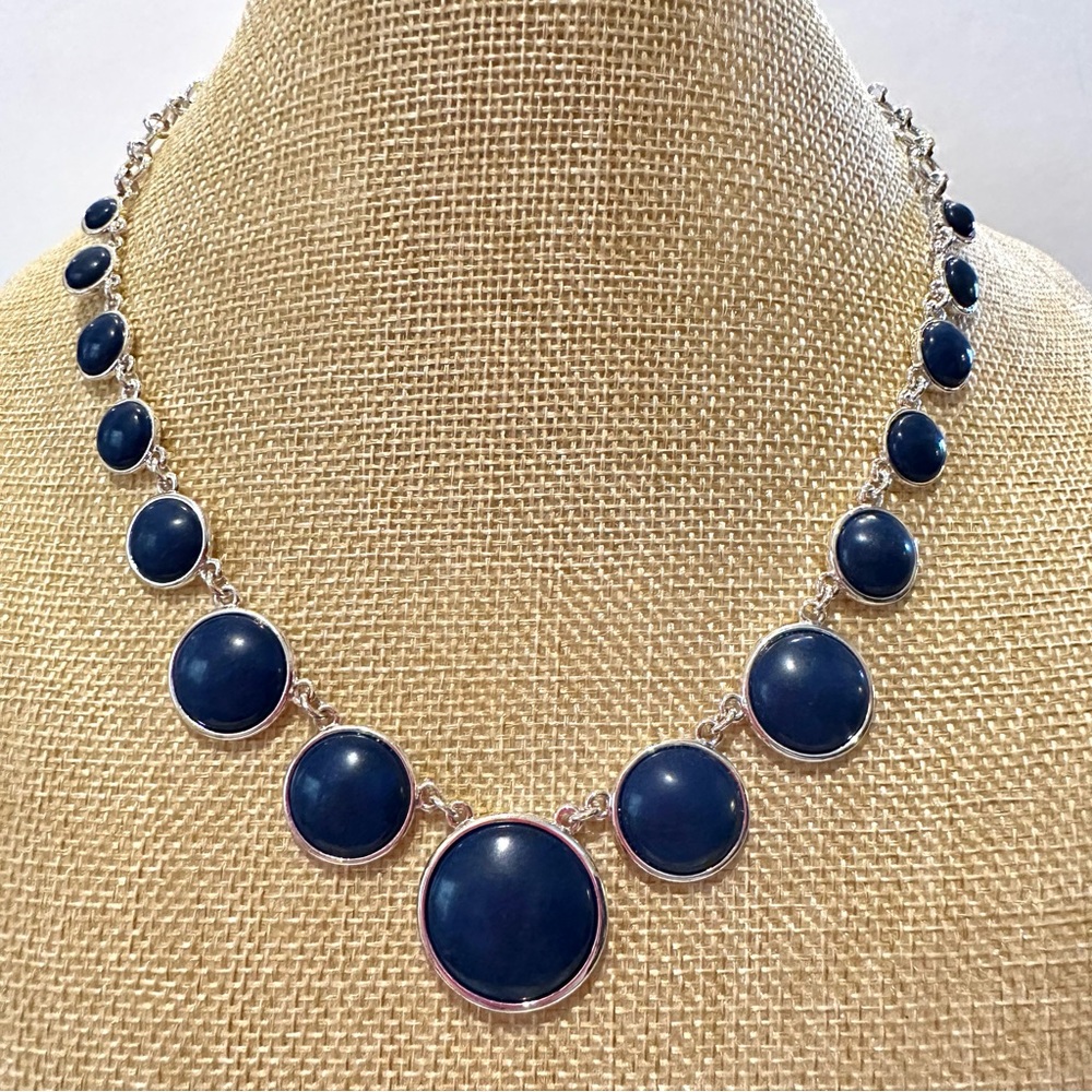 Chaps Necklace- Statement Collar Length Silver To… - image 3